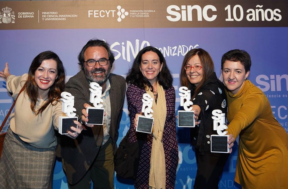 Imagen de los galardonados con los premios SINCronizados. Imagen de FECYT